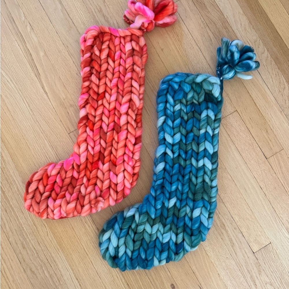 Anthropologie Stocking Set - Pink and Blue